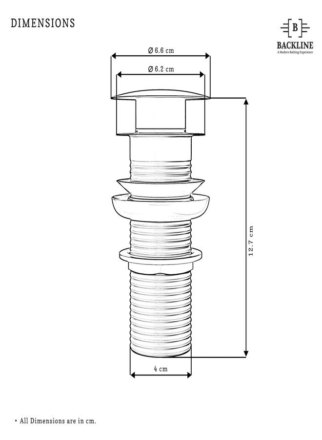 B BACKLINE وصلة تصريف منبثقة من النحاس الأصفر مقاس 5 بوصات لحوض الغسيل | وصلة تصريف ملولبة بالكامل مقاس 32 مم للحوض (ذهبي لامع، 5 بوصات) - Image 3